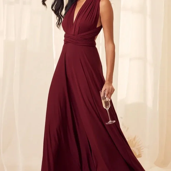 Lulus Dresses Lulus Tricks Of The Trade Burgundy Maxi Dress